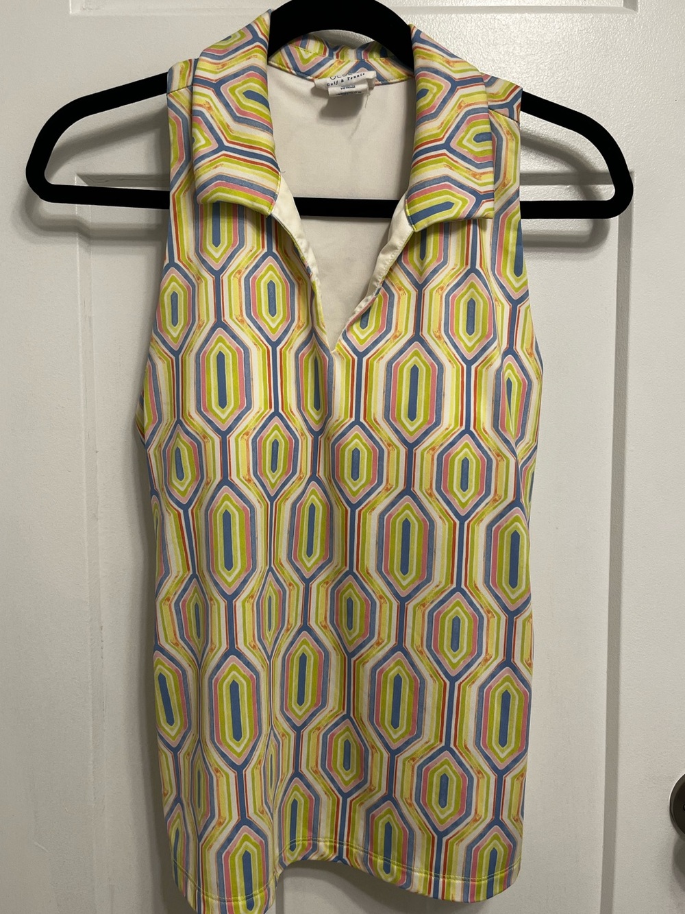 Sigrid Olsen Multicolor Geometric Collared Top